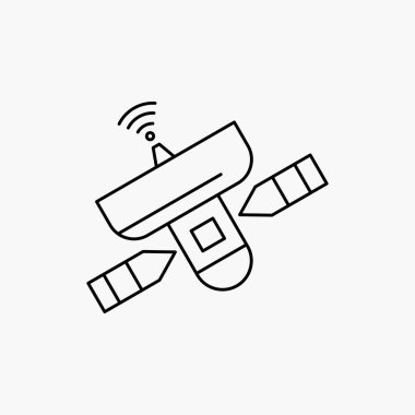 , uydu anten, radar, alan, satırı simgesi sinyal. İzole vektör çizim