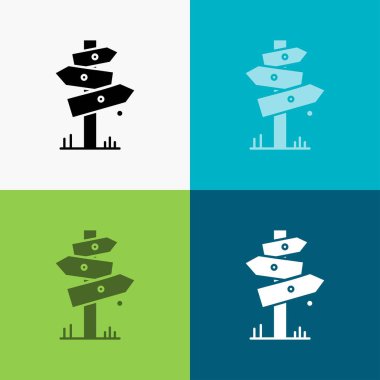 Yön, Pano, Kamp, İşaret, etiket Simgesi Çeşitli Arka Plan üzerinde. glyph tarzı tasarım, web ve uygulama için tasarlanmış. Eps 10 vektör illüstrasyon