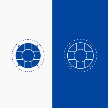 Yardım, yaşam, lifebuoy, cankurtaran, koruyucu Hattı ve Glyph web Button Mavi renk Dikey Banner Ui ve Ux, web sitesi veya mobil uygulama için