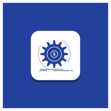 Finans, akış, gelir, yapma, para glif simgesi mavi yuvarlak düğmesi