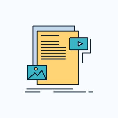 veri, belge, dosya, medya, Web sitesi düz simgesi. yeşil ve sarı işaret ve sembolleri Web sitesi ve mobil appliation için. vektör çizim