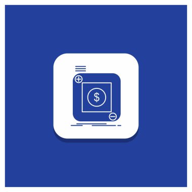 Mavi yuvarlak düğmesi için satın alma, depolamak, uygulama, uygulama, mobil glif simgesi