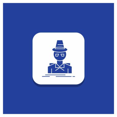 Dedektif, kesmek, gizli, casus, hırsız glif simgesi mavi yuvarlak düğmesi