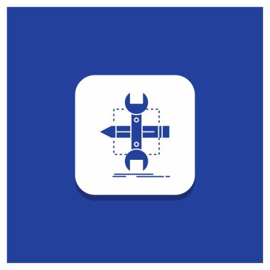 Mavi yuvarlak düğmesi için kurmak, tasarım, geliştirmek, kroki, glif simgesini araçları