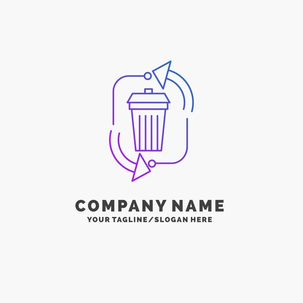 Rifiuti Smaltimento Immondizia Gestione Riciclaggio Purple Business Logo Template Luogo — Vettoriale Stock