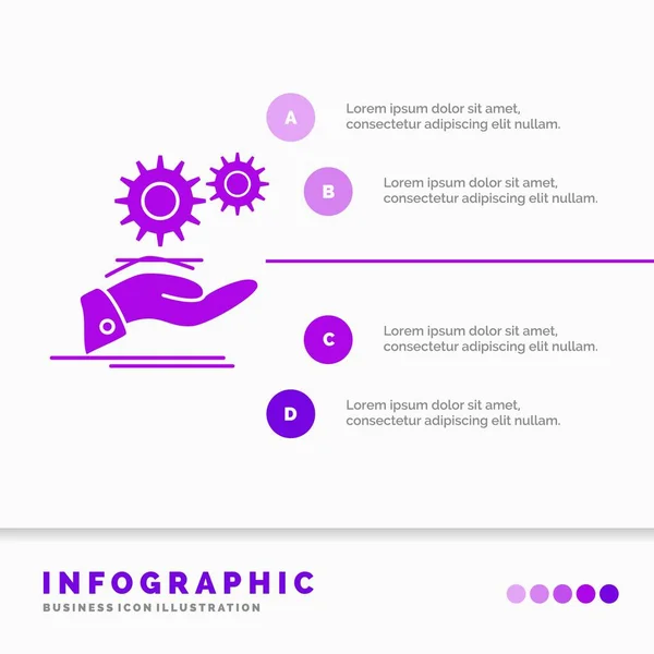 ソリューション アイデア ウェブサイトやプレゼンテーションのインフォ グラフィック テンプレート サービス グリフの紫色のアイコン インフォ グラフィック スタイル — ストックベクタ