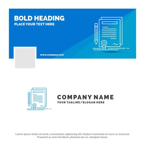 Modelo Azul Logotipo Negócio Para Negócios Certificado Contrato Grau Documento — Vetor de Stock