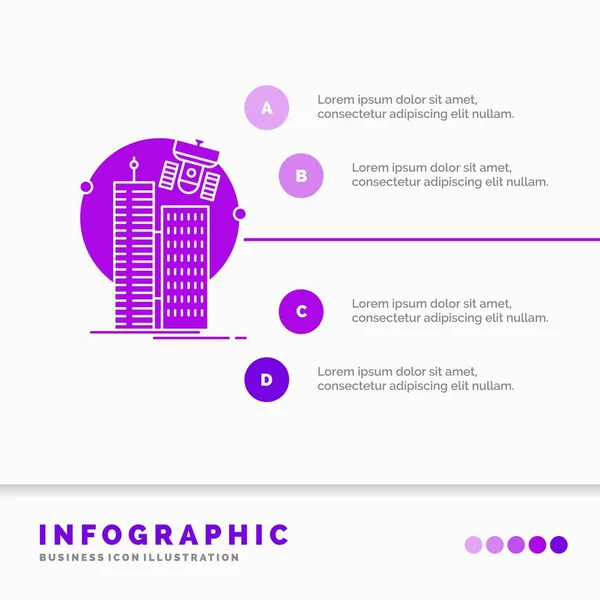 Building Smart City Technology Satellite Corporation Infographics Template Website Presentation — Vector de stock