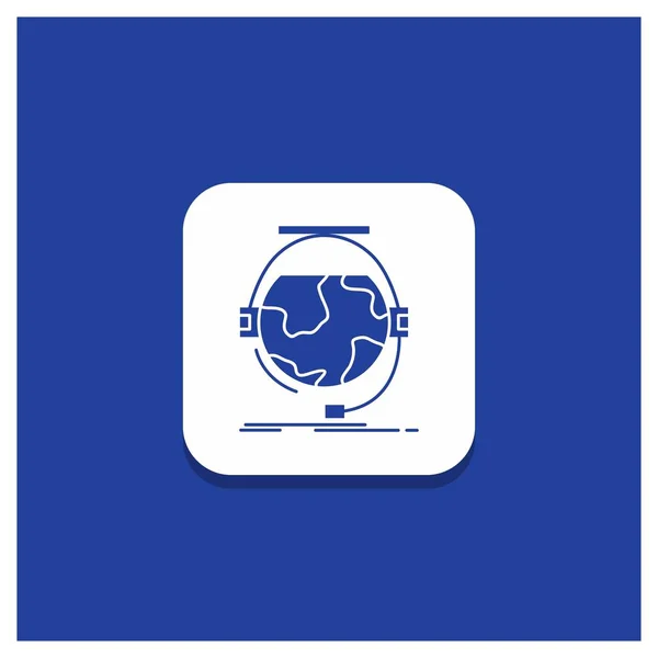 Botón Redondo Azul Para Consulta Educación Línea Aprendizaje Electrónico Icono — Vector de stock