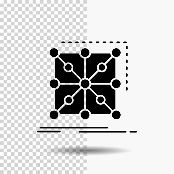 Data Kader App Cluster Complexe Glyph Pictogram Transparante Achtergrond Zwart — Stockvector