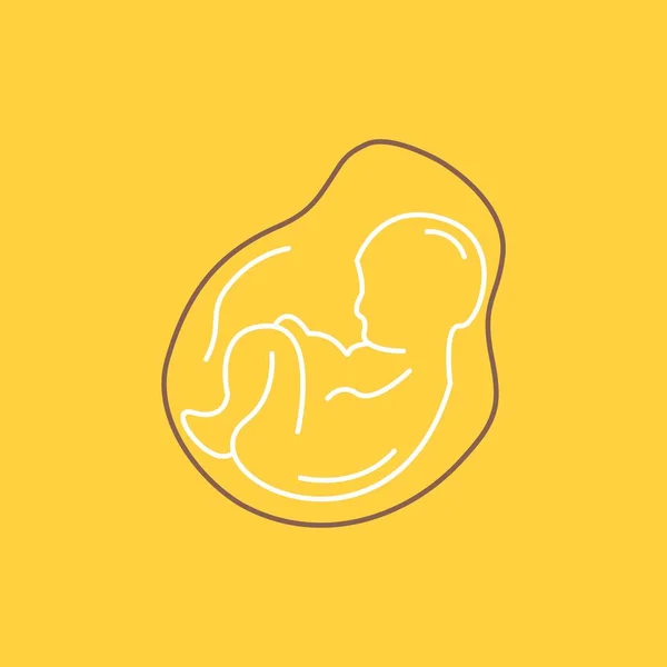胎儿平线填充图标 在黄色背景的美丽的标志按钮为 网站或移动应用程序 — 图库矢量图片