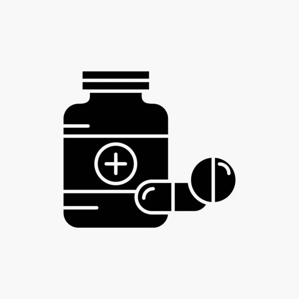 Medicina Pílula Cápsula Drogas Tablet Glyph Icon Ilustração Isolada Vetor —  Vetores de Stock