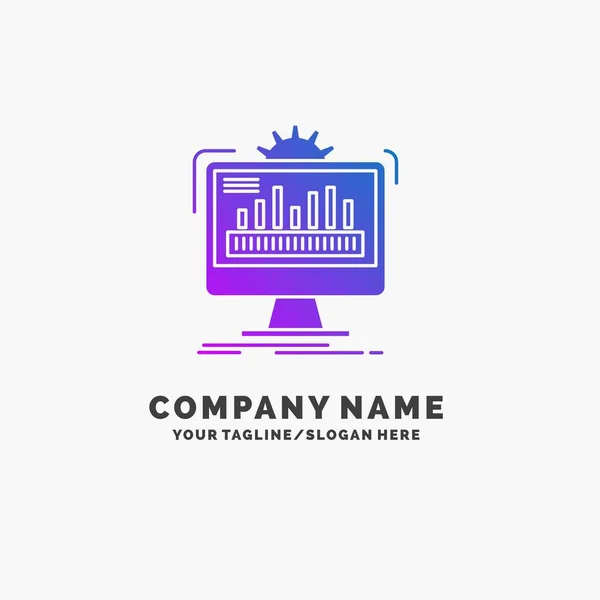 Dashboard Admin Monitor Monitoring Processing Purple Business Logo Template Place — Stock Vector