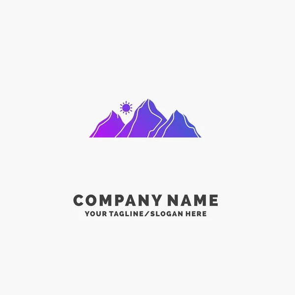 Hill Landscape Nature Mountain Sun Purple Business Logo Template Place — Stock Vector