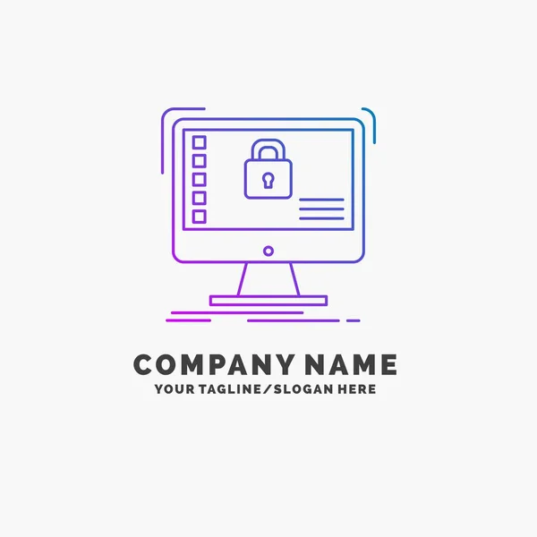 Secure Protection Safe System Data Purple Business Logo Template Place — Stock Vector