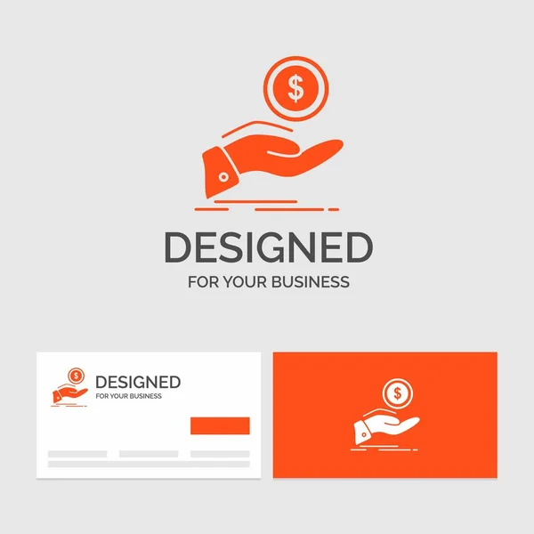 Business Logo Template Help Cash Out Debt Finance Loan Orange — Stock Vector