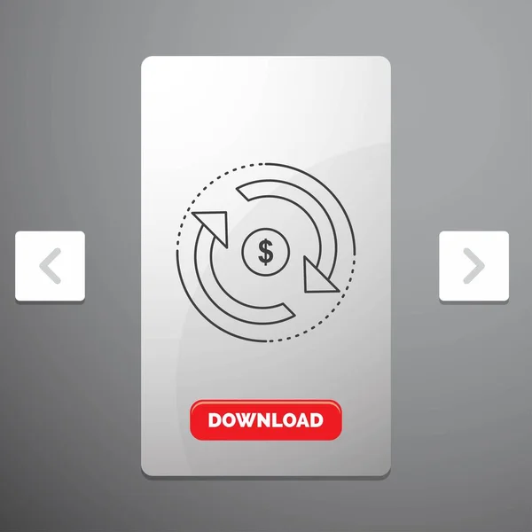 Circolazione Finanza Flusso Mercato Denaro Linea Icona Carousal Pagination Slider — Vettoriale Stock