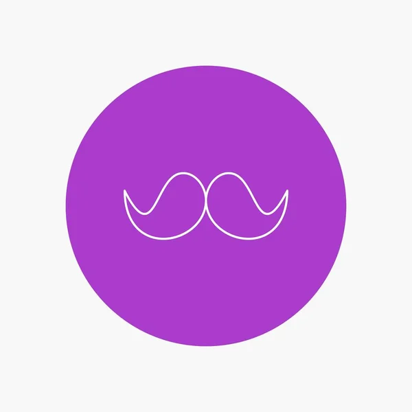 Bigode Hipster Movember Macho Homens White Line Icon Fundo Círculo — Vetor de Stock