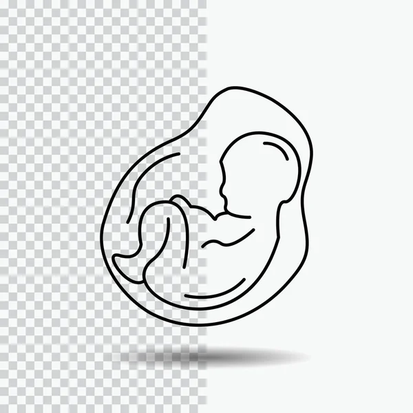 Baby Pregnancy Pregnant Obstetrics Fetus Line Icon Transparent Background Black — Stock Vector