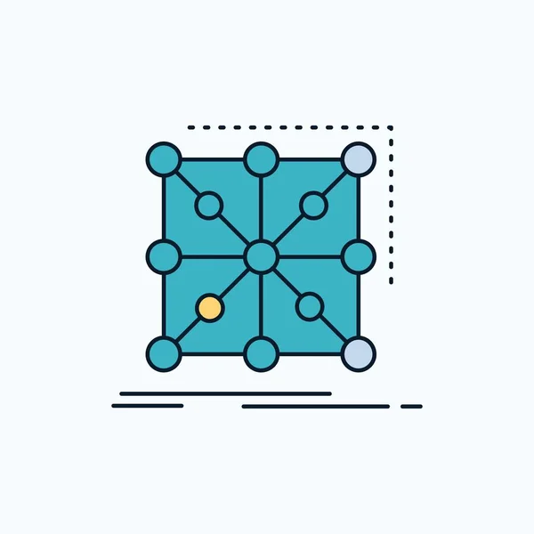 Data Framework App Cluster Complex Plat Icoon Groen Geel Teken — Stockvector