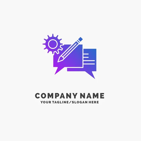 Chat Communicatie Discussie Instellen Bericht Paarse Business Logo Template Plaats — Stockvector