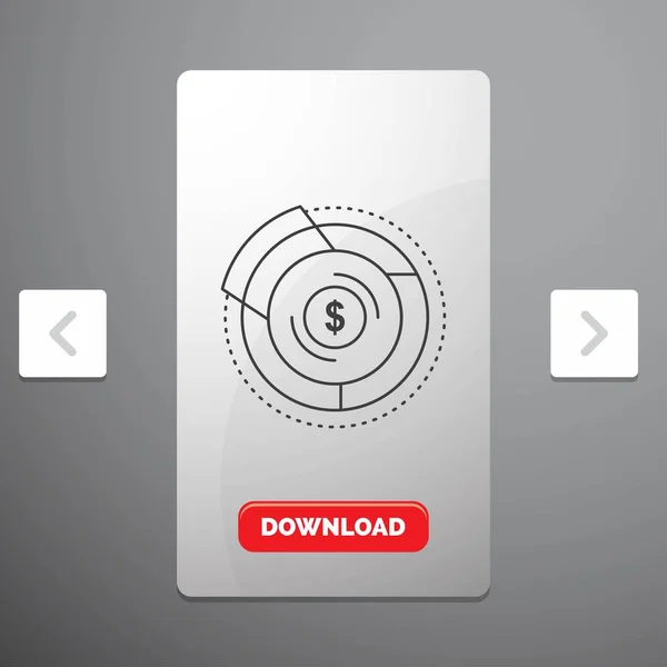 Saldo Orçamento Diagrama Financeiro Gráfico Ícone Linha Carousal Paginação Slider — Vetor de Stock