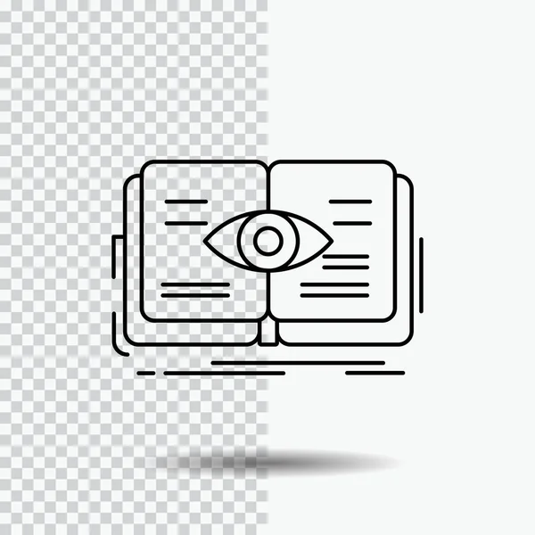 Conocimiento Libro Ojo Vista Crecimiento Icono Línea Sobre Fondo Transparente — Vector de stock