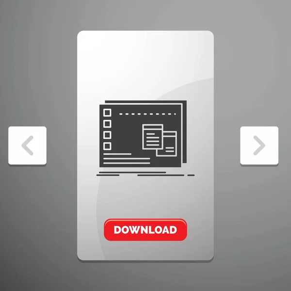 Mac การ โปรแกรม Glyph Icon Carousal Pagination Slider Design Red — ภาพเวกเตอร์สต็อก