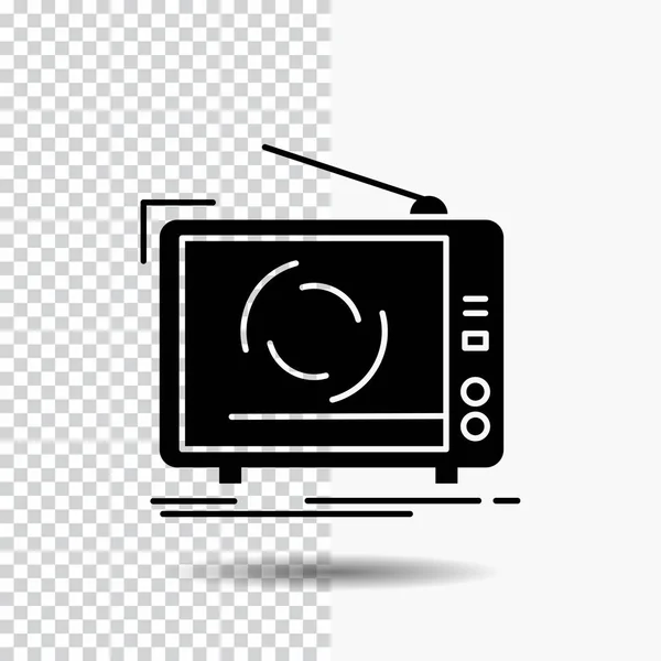 tv, ad, advertising, television, set Glyph Icon on Transparent Background. Black Icon