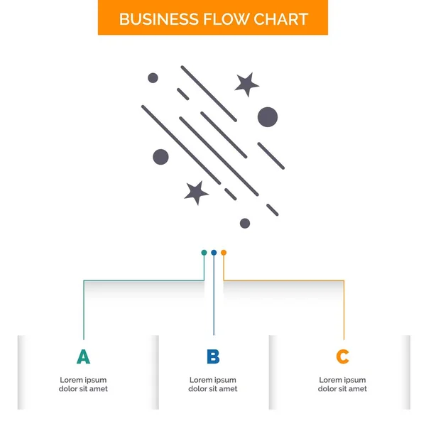 明星商业流程图设计与3个步骤 用于演示文稿背景模板位置的字形图标 — 图库矢量图片
