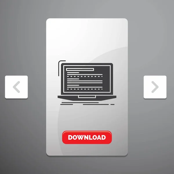 Código Codificación Ordenador Monobloque Portátil Glifo Icono Paginación Carrusel Control — Vector de stock