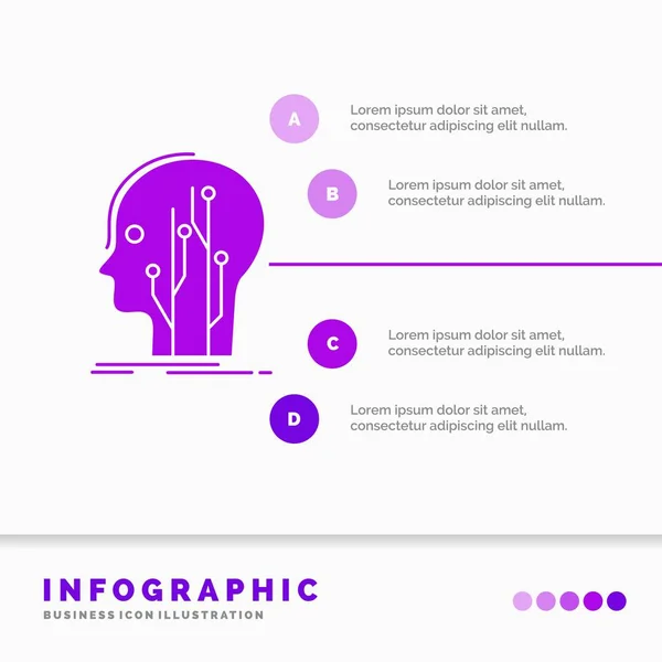 Dados Cabeça Humano Conhecimento Rede Modelo Infográficos Para Site Apresentação — Vetor de Stock