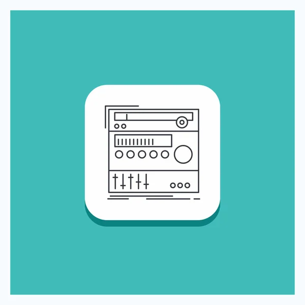 Button Rack Component Module Sound Studio Line Icon Turquoise Background — Stock Vector