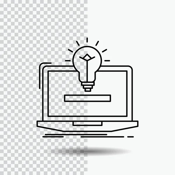 Ordinateur Portable Solution Idée Ampoule Solution Line Icon Sur Fond — Image vectorielle