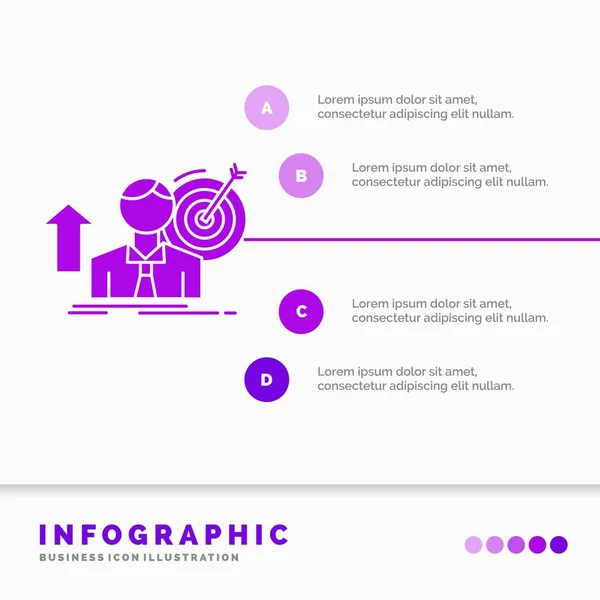 Éxito Usuario Objetivo Lograr Plantilla Infografías Crecimiento Para Sitio Web — Vector de stock