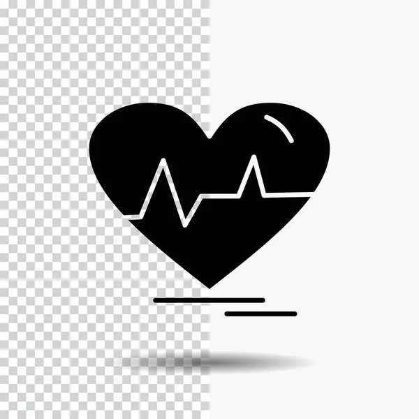 Ecg Corazón Latido Pulso Latido Icono Glifos Fondo Transparente Icono — Vector de stock