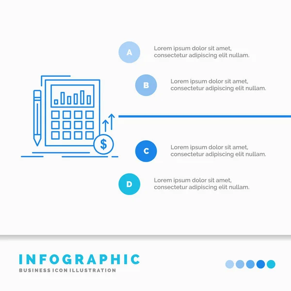 Cálculo Datos Financiera Inversión Mercado Plantilla Infografías Para Sitio Web — Vector de stock