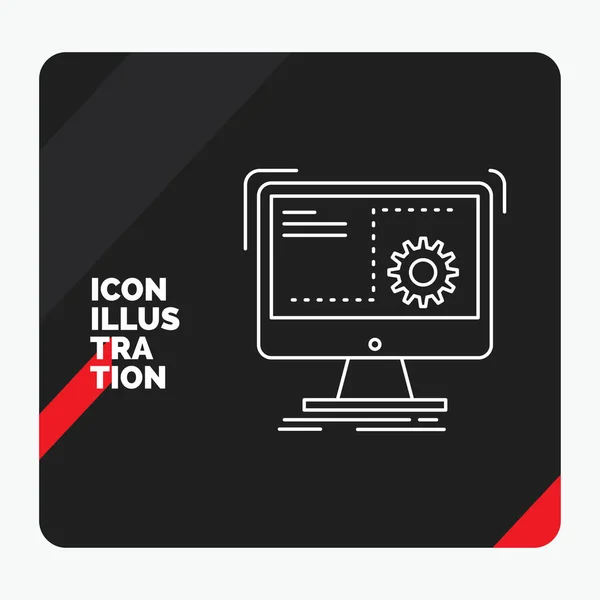 Red Black Creative Presentation Background Command Computer Function Process Progress — Stock Vector