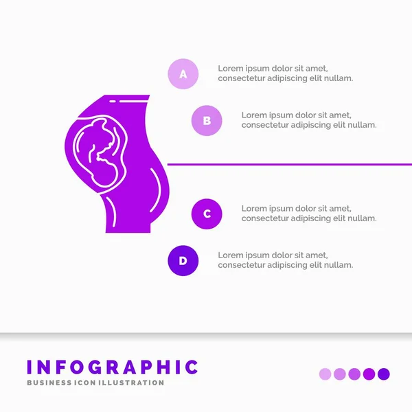 Pregnancy Pregnant Baby Obstetrics Mother Infographics Template Website Presentation Glyph — Stock Vector