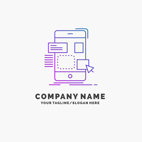 Drag Mobile Design Purple Business Logo Template Place Tagline — Stock Vector