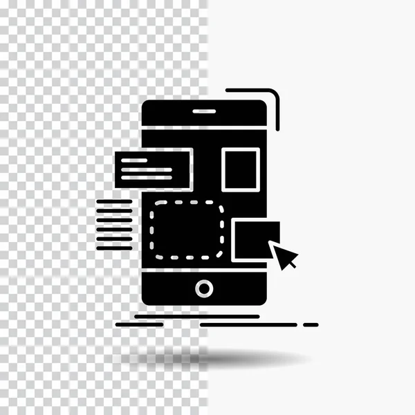 Drag Mobile Design Glyph Icono Sobre Fondo Transparente Icono Negro — Vector de stock