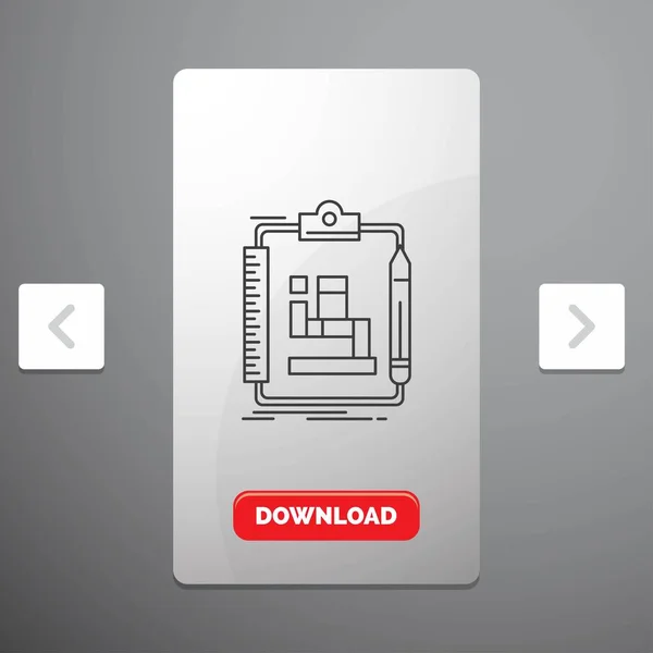 알고리즘 프로세스 워크플로 페이지 슬라이더 디자인 다운로드 버튼에 아이콘 — 스톡 벡터