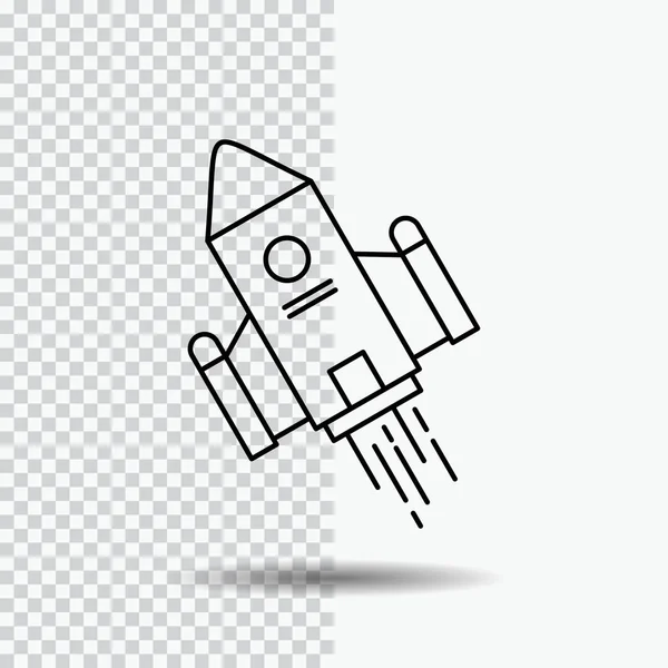 Space Craft Shuttle Space Rocket Launch Line Icon Transparent Background — Stock Vector