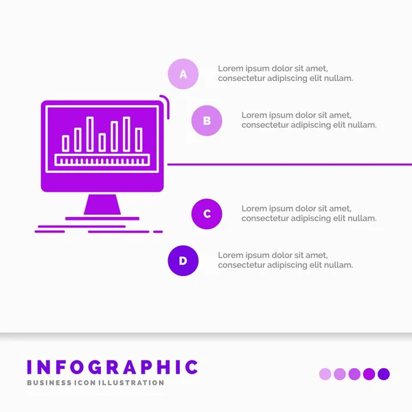 Analytics Processing Dashboard Data Stats Infographics Template Website Presentation Glyph — Stock Vector