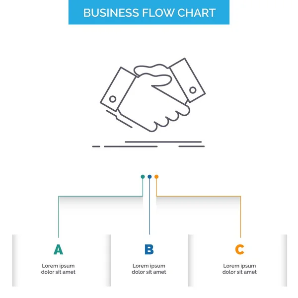 Händedruck Händedruck Händeschütteln Übereinkunft Business Flow Chart Design Mit Schritten — Stockvektor