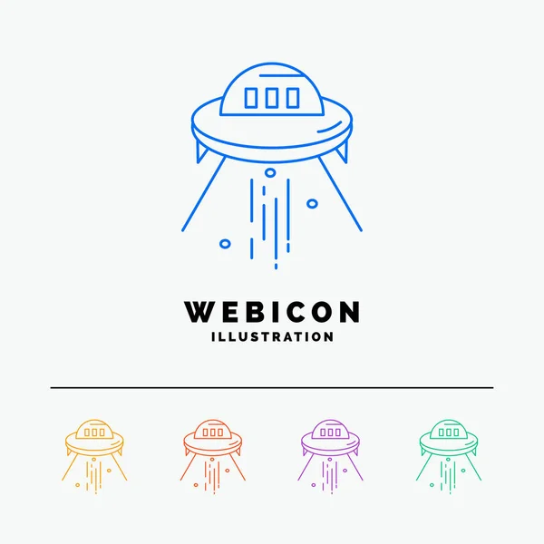 space ship, space, ship, rocket, alien 5 Color Line Web Icon Template isolated on white. Vector illustration