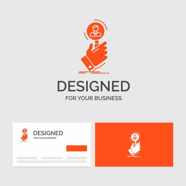 Business Logo Vorlage Für Rekrutierung Suche Suche Personal Menschen Orangefarbene — Stockvektor
