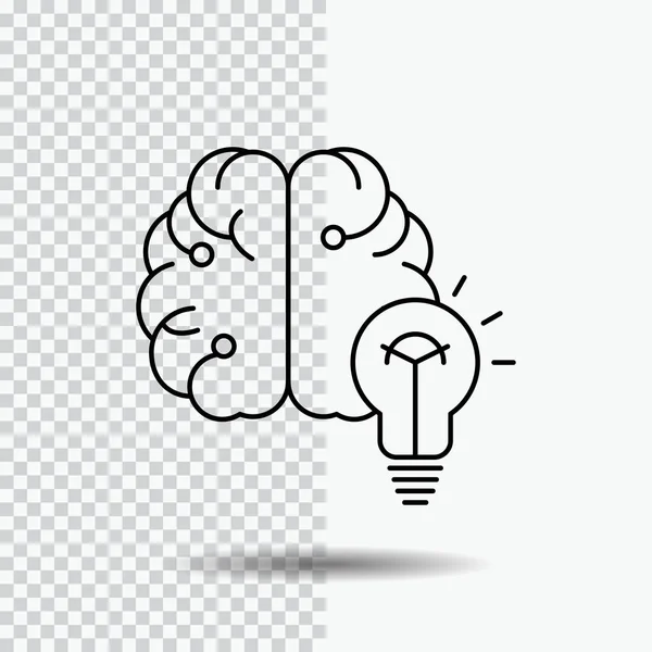 Idea Business Brain Mind Bulb Line Icon Transparent Background Black — Stock Vector