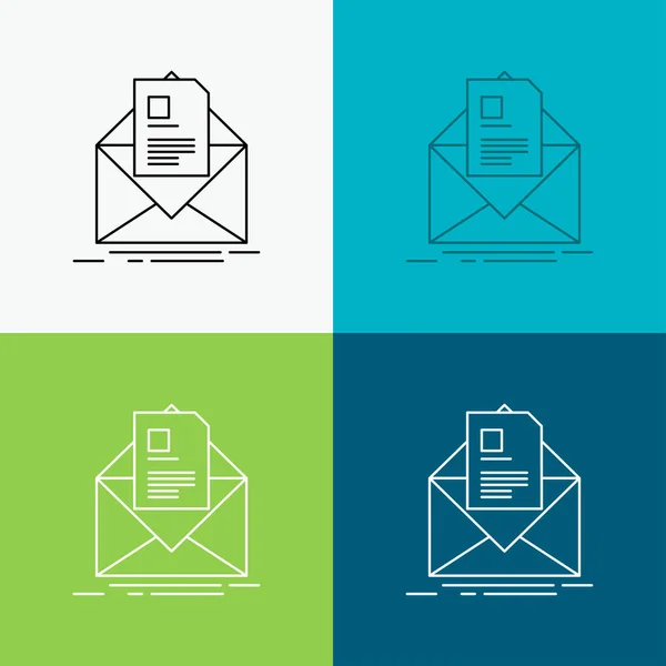 Correio Contrato Carta Mail Briefing Ícone Sobre Vários Antecedentes Design — Vetor de Stock