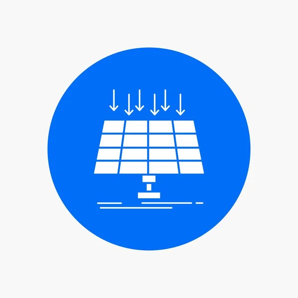 Solar Painel Energia Tecnologia Cidade Inteligente White Glyph Icon Circle — Vetor de Stock